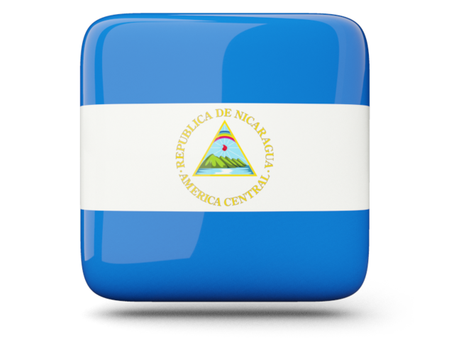 Глянцевая квадратная иконка. Скачать флаг. Никарагуа
