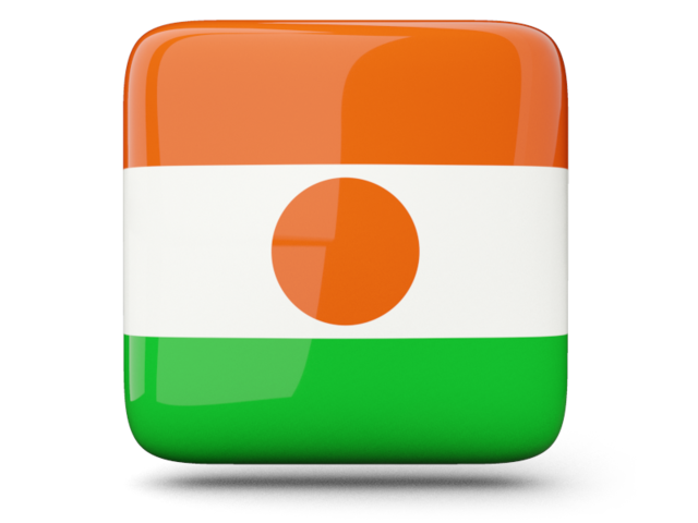 Glossy square icon. Download flag icon of Niger at PNG format
