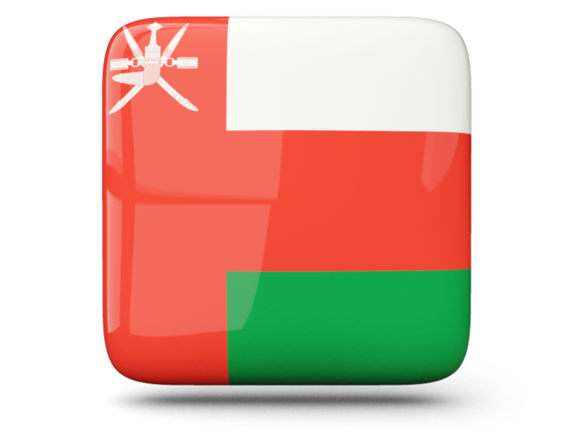 Glossy square icon. Download flag icon of Oman at PNG format
