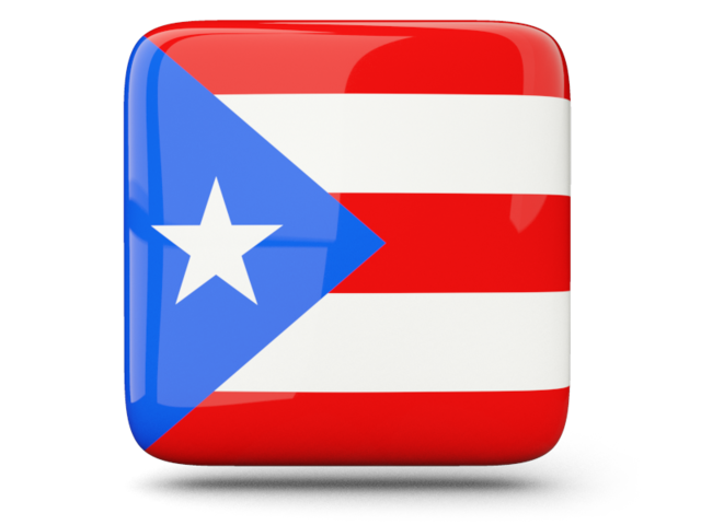 Glossy square icon. Illustration of flag of Puerto Rico