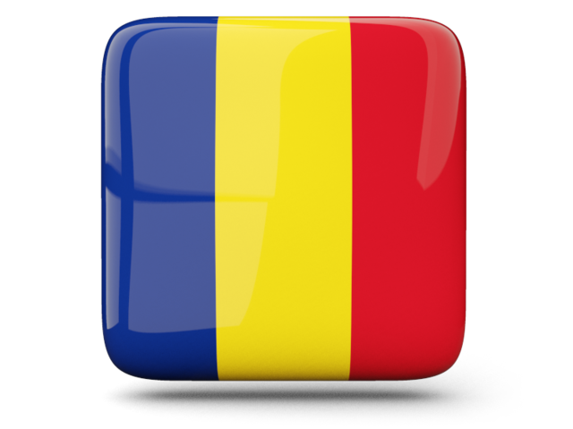 Glossy square icon. Download flag icon of Romania at PNG format