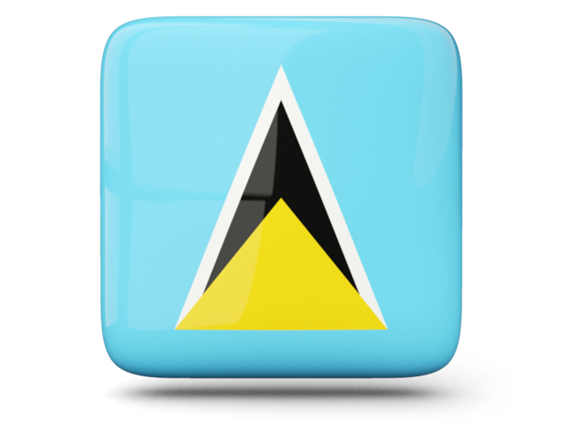 Glossy square icon. Download flag icon of Saint Lucia at PNG format