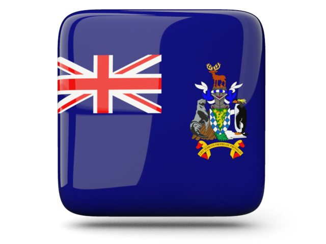 Глянцевая квадратная иконка. Скачать флаг. Южная Георгия и Южные Сандвичевы острова