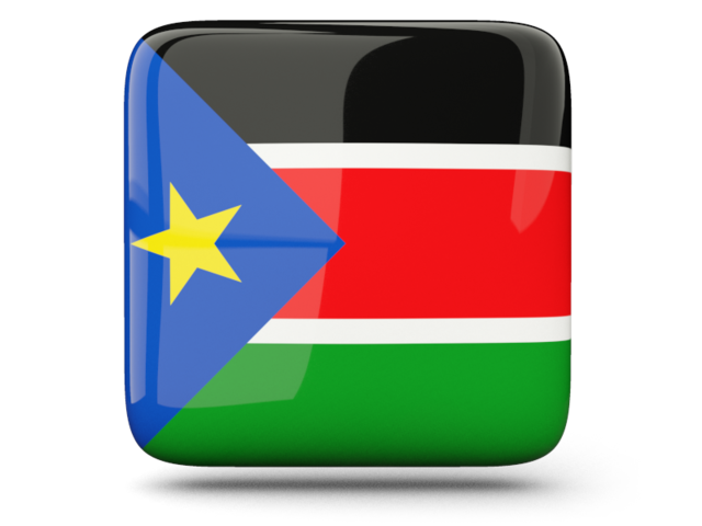 Глянцевая квадратная иконка. Скачать флаг. Южный Судан