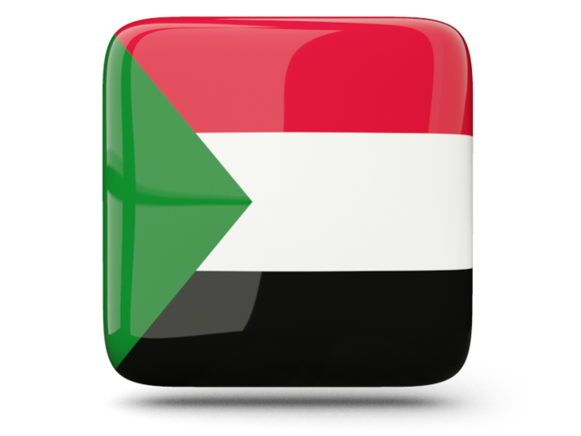 Glossy square icon. Download flag icon of Sudan at PNG format