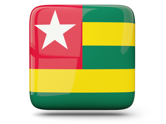 Glossy square icon. Download flag icon of Togo at PNG format