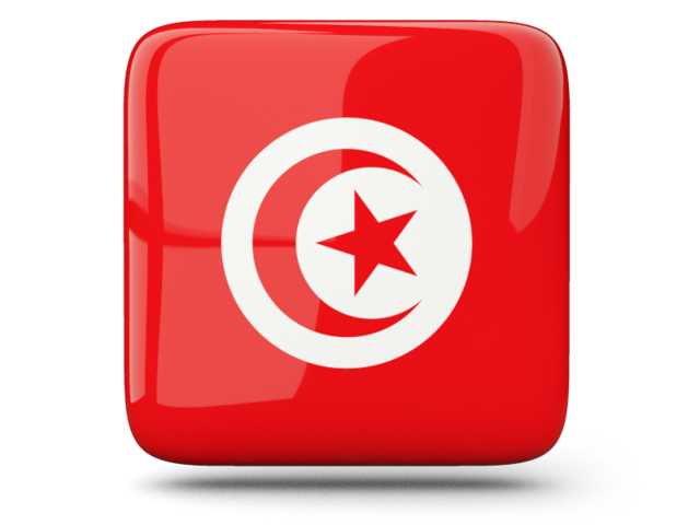 Glossy square icon. Download flag icon of Tunisia at PNG format