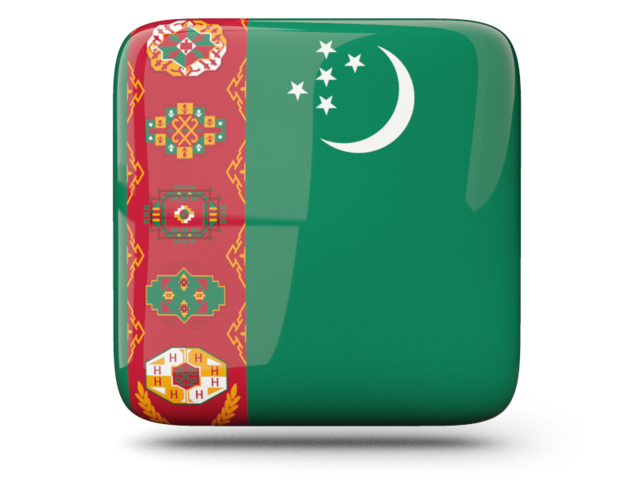 Glossy square icon. Download flag icon of Turkmenistan at PNG format