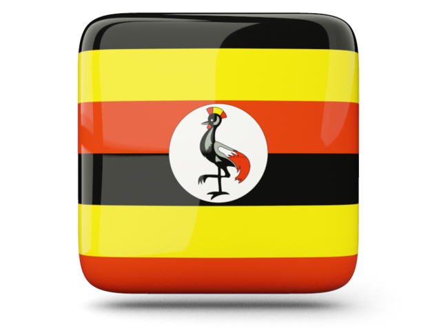 Glossy square icon. Download flag icon of Uganda at PNG format