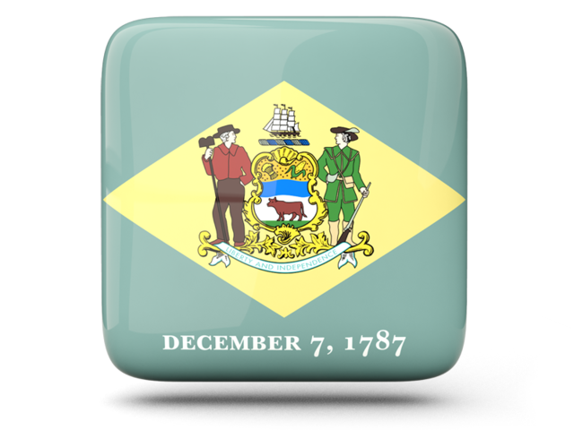 Glossy square icon. Download flag icon of Delaware