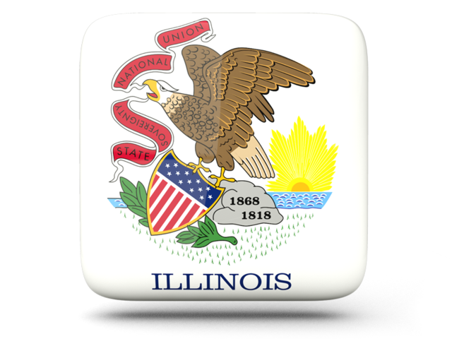 Glossy square icon. Download flag icon of Illinois