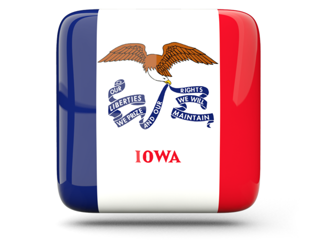 Glossy square icon. Download flag icon of Iowa