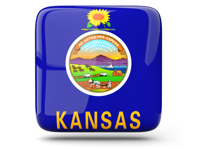 Glossy square icon. Download flag icon of Kansas