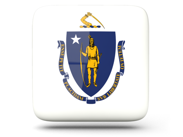 Glossy square icon. Download flag icon of Massachusetts