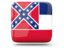 Flag of state of Mississippi. Glossy square icon. Download icon