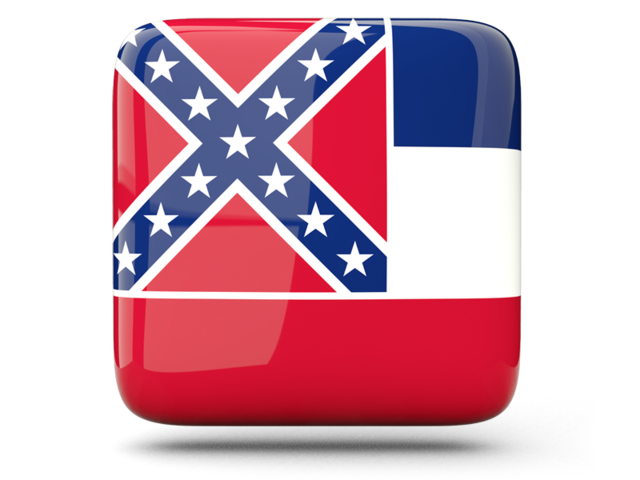 Glossy square icon. Download flag icon of Mississippi