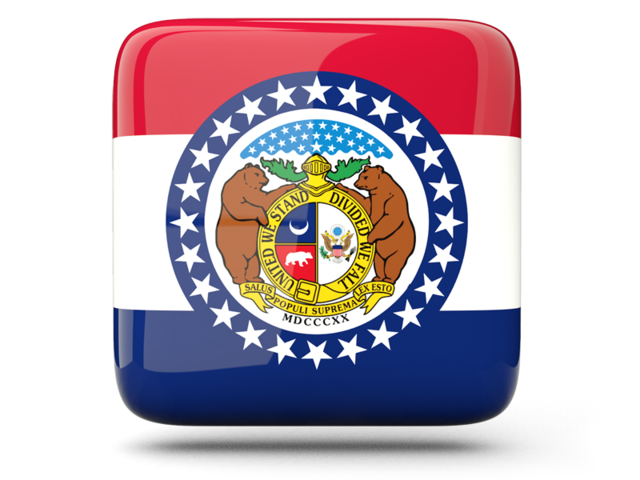 Glossy square icon. Download flag icon of Missouri
