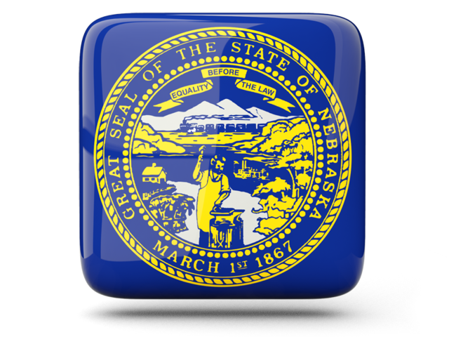 Glossy square icon. Download flag icon of Nebraska