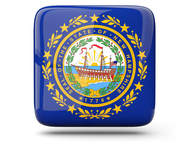 Glossy square icon. Download flag icon of New Hampshire