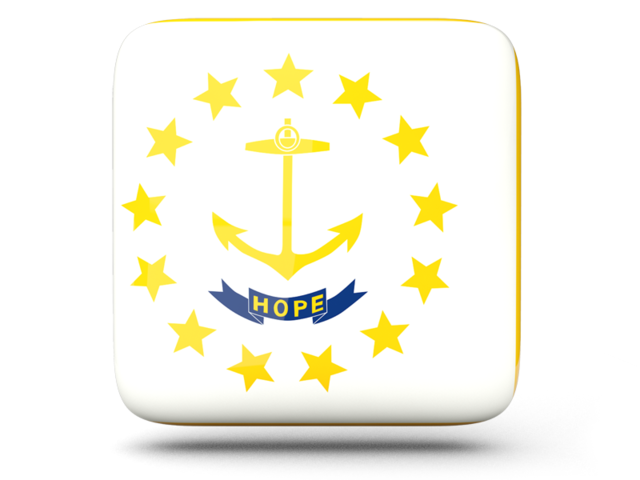 Глянцевая квадратная иконка. Загрузить иконку флага штата Род-Айленд