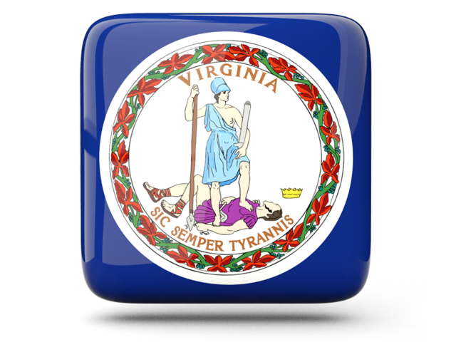 Glossy square icon. Download flag icon of Virginia