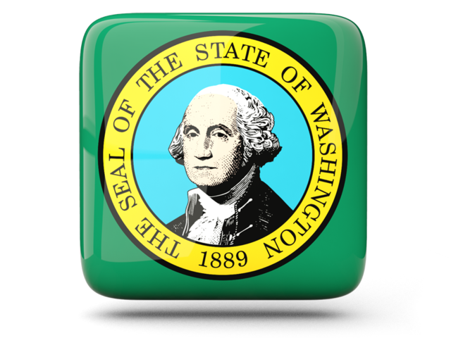 Glossy square icon. Download flag icon of Washington