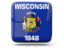 Flag of state of Wisconsin. Glossy square icon. Download icon