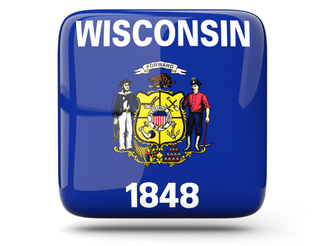 Glossy square icon. Download flag icon of Wisconsin