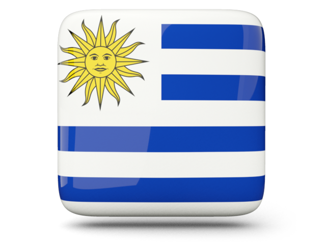 Глянцевая квадратная иконка. Скачать флаг. Уругвай