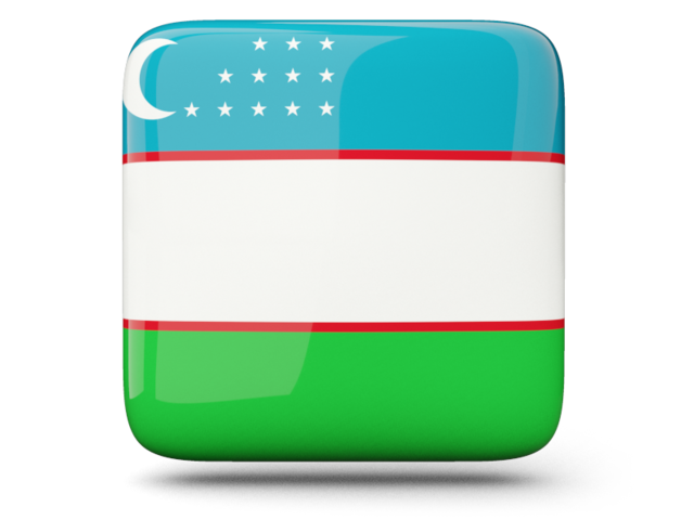 Glossy square icon. Download flag icon of Uzbekistan at PNG format