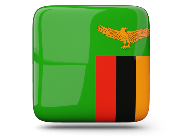 Glossy square icon. Download flag icon of Zambia at PNG format