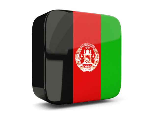 Glossy square icon 3d. Download flag icon of Afghanistan at PNG format