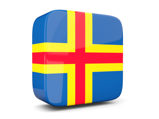 Glossy square icon 3d. Download flag icon of Aland Islands at PNG format