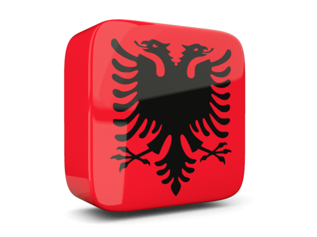 Glossy square icon 3d. Download flag icon of Albania at PNG format