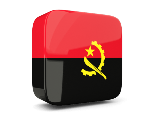 Glossy square icon 3d. Download flag icon of Angola at PNG format