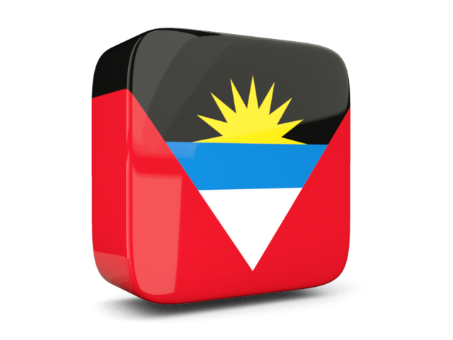 Glossy square icon 3d. Download flag icon of Antigua and Barbuda at PNG format