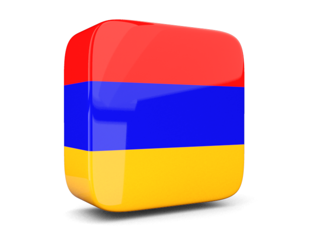 Glossy square icon 3d. Download flag icon of Armenia at PNG format