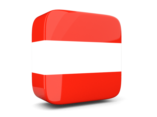 Глянцевая квадратная иконка 3d. Скачать флаг. Австрия
