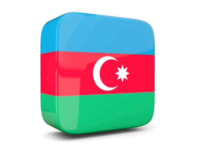 Glossy square icon 3d. Download flag icon of Azerbaijan at PNG format