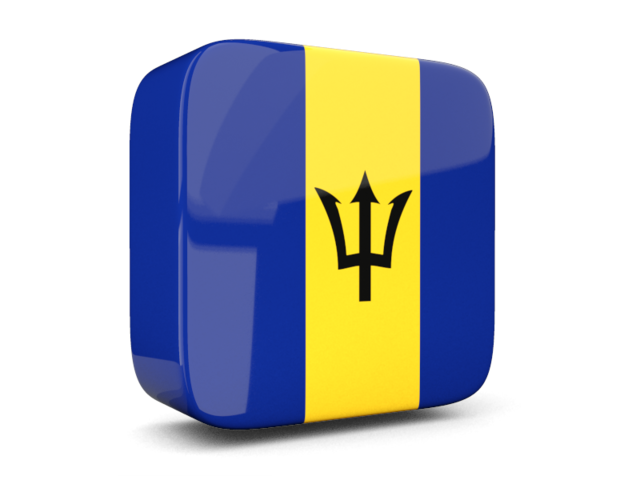 Glossy square icon 3d. Download flag icon of Barbados at PNG format