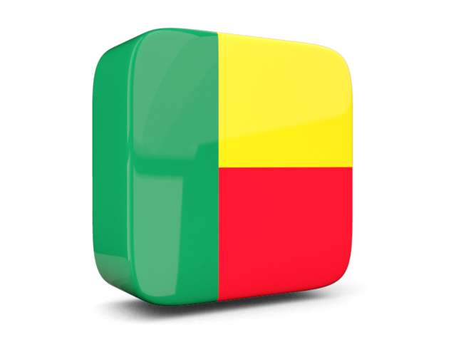 Глянцевая квадратная иконка 3d. Скачать флаг. Бенин