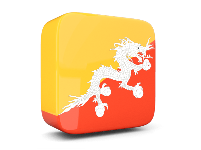 Glossy square icon 3d. Download flag icon of Bhutan at PNG format