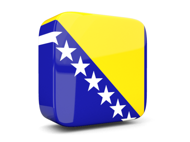 Glossy square icon 3d. Download flag icon of Bosnia and Herzegovina at PNG format