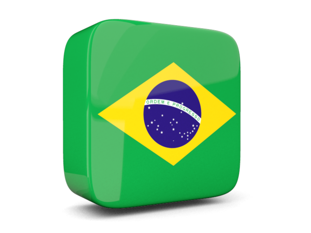 Glossy square icon 3d. Download flag icon of Brazil at PNG format