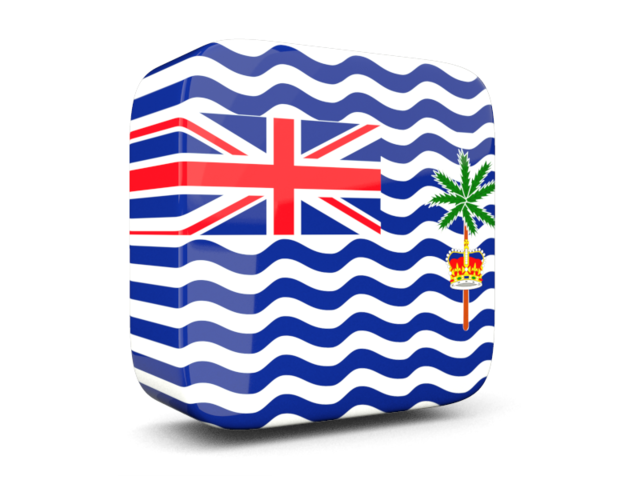 Глянцевая квадратная иконка 3d. Скачать флаг. Британская территория в Индийском океане