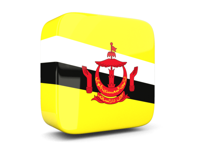 Глянцевая квадратная иконка 3d. Скачать флаг. Бруней