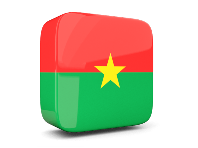 Glossy square icon 3d. Download flag icon of Burkina Faso at PNG format