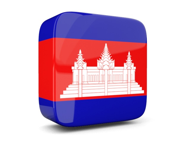 Glossy square icon 3d. Download flag icon of Cambodia at PNG format
