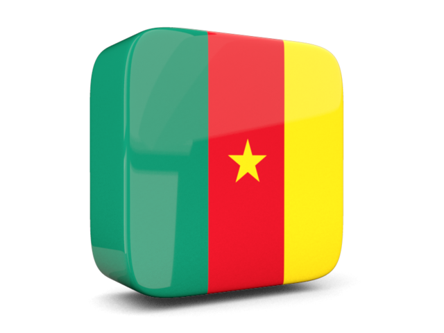 Glossy square icon 3d. Download flag icon of Cameroon at PNG format