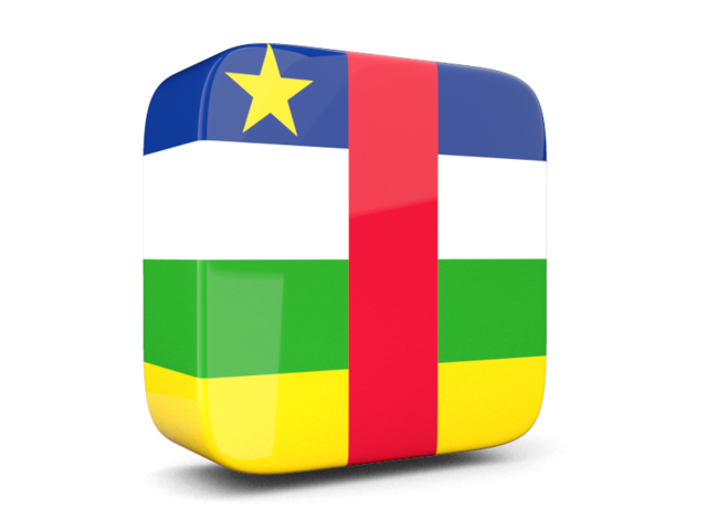 Glossy square icon 3d. Download flag icon of Central African Republic at PNG format